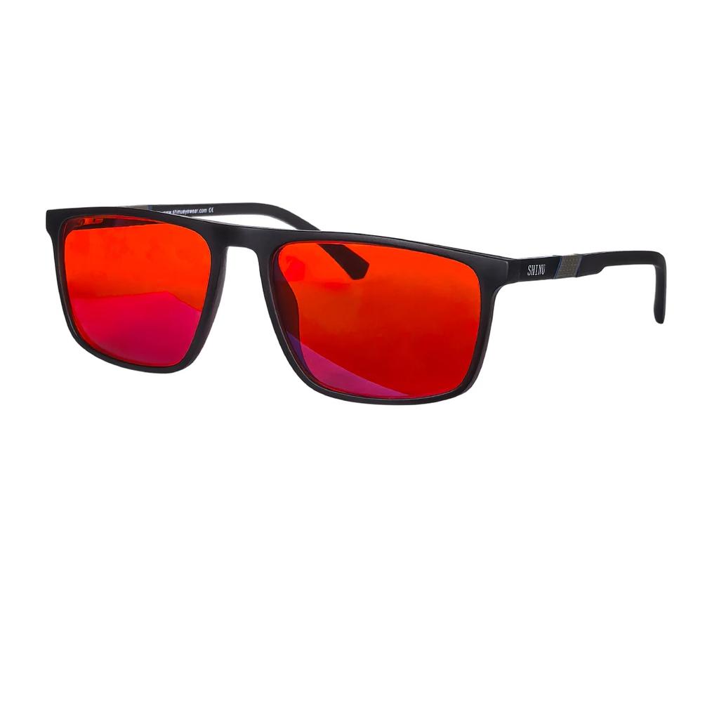 Shinu Rotlichtbrille Blaulichtfilterbrille Schützt die Augen vor digitalen Bildschirmen Orangefarbene Gläser für die Arbeit am Computer Gaming-Brille