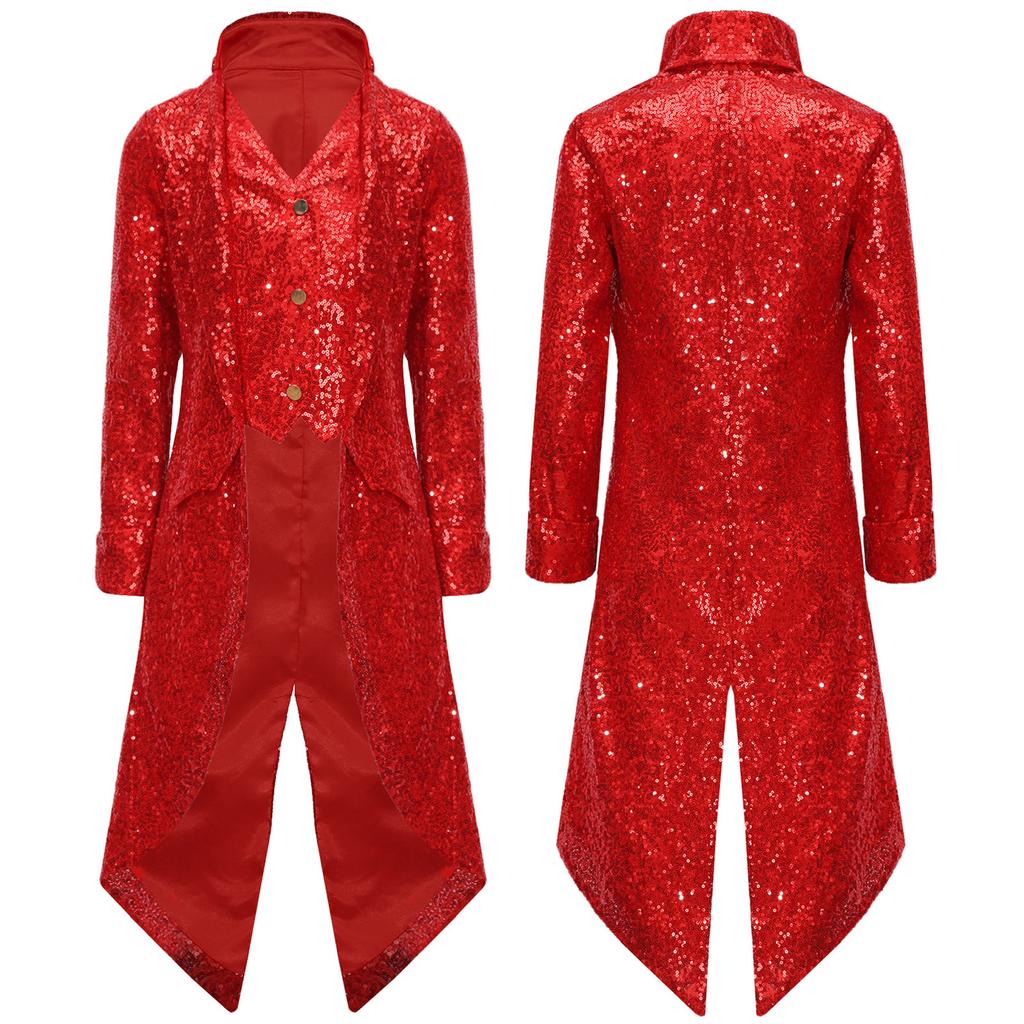 Chlapecký steampunkový frak gotický viktoriánský dlouhý kabát flitry bunda středověký halloweenský kostým frock coat outfit