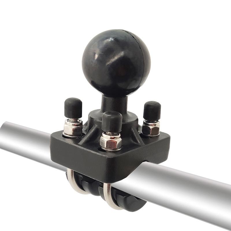 Double U-Bolt Motorcycle Bike Handlebar Rail Mount Base with 1.5 Inch Ball for Gopro Camera for Garmin for