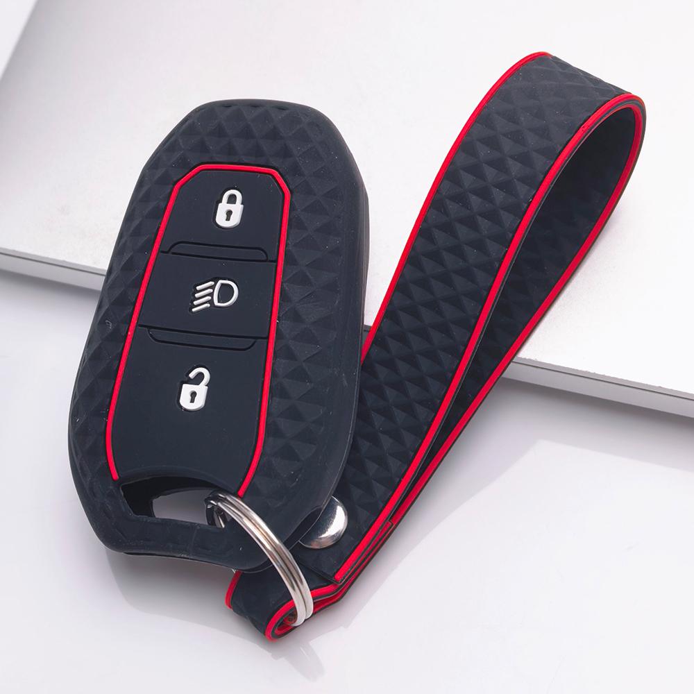 Key Fob Cover for Peugeot 3008 5008 208 308 408 508 4008 C1 with Keychain Anti-Scratch Surface Shockproof Structure Soft Grip Texture