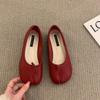 Korean version of one-pedal red split-toed pig's trotters horseshoe Doudou shoes flat-soled new shallow-mouth laden shoes soft-soled single shoes wom