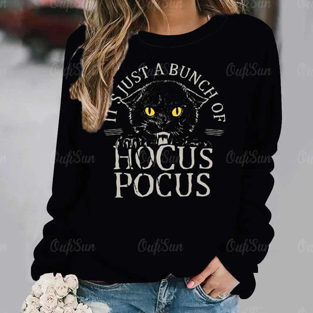 Dámské tričko Anime Kočičí potisk Topy s dlouhým rukávem Vintage svetr Bavlna s výstřihem do tvaru Y2k Dámské oblečení Oversized Street Pullover