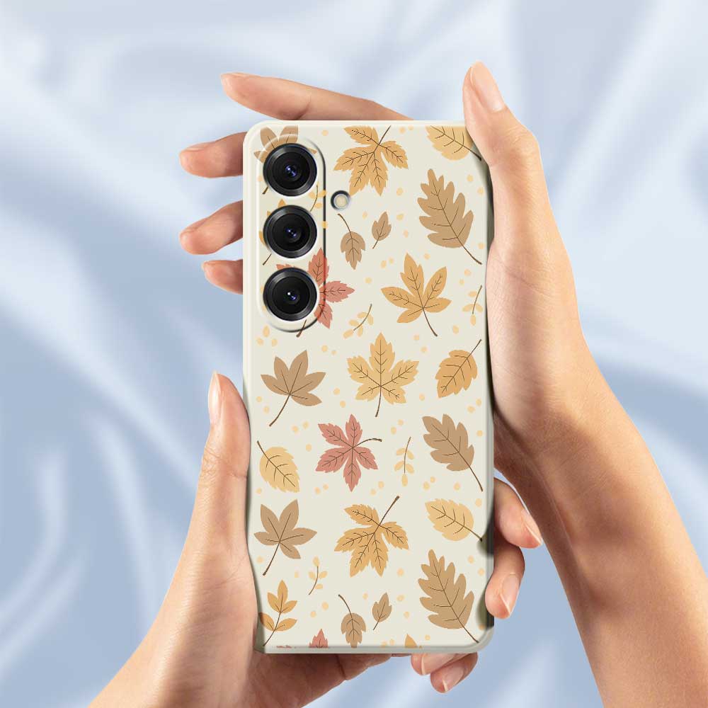 For Samsung Galaxy S25 Case Leaves Pattern Printing Straight Edge TPU Phone Back Cover