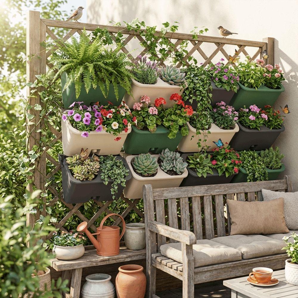 2/3 Holes Wall Flowerpot Plastic Stacked Plants Grow Container Flower Pot Container Drainage Holes Vertical Planter Living Room