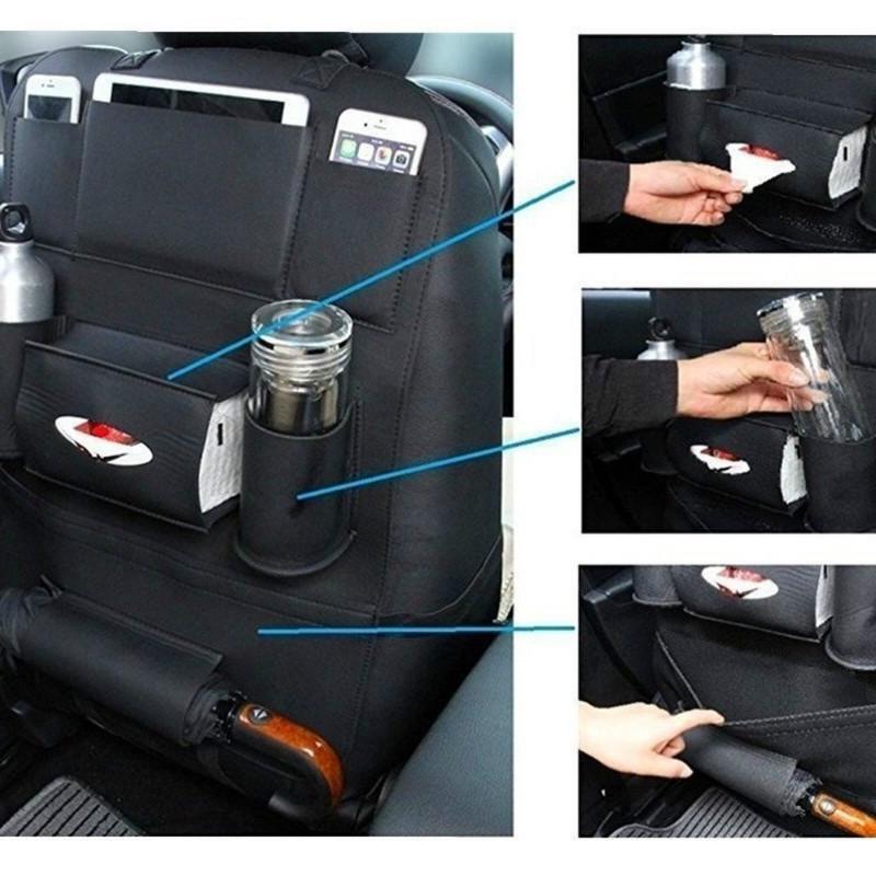 Pu Leather Car Seat Back Organizer and Phone Holder Universal