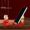 Mascot Horse Year Figurines Resin Crafts Mobile Phone Stand Lion Dance Ornaments  Home Party Decor