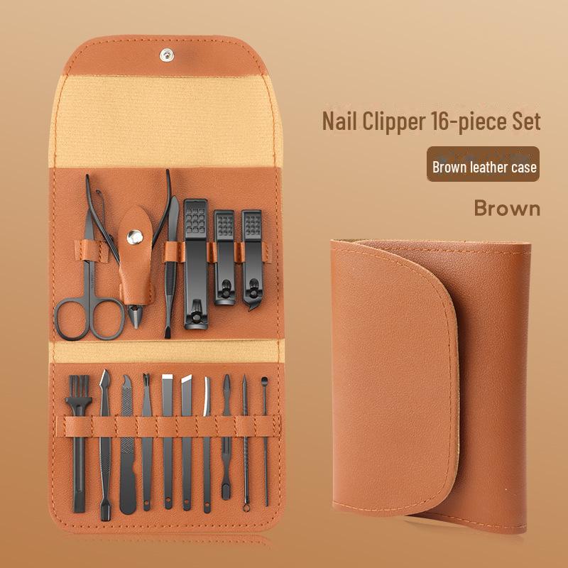 Spot 16-Piece Black Stainless Steel Nail Clipper & Pedicure Tool Set
