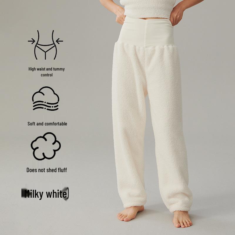 

Женские термобрюки из кораллового флиса с высокой посадкой - Теплые, толстые, зимние длинные брюки для ношения дома и на улице XL