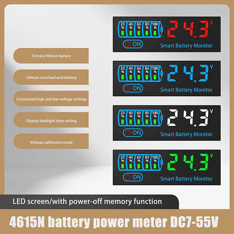 Indicador de nível de bateria 3S-14S DC7-55V 12V 24V 36V 48V 18650 Lipo Placa de capacidade de bateria de lítio Testador de tensão de carga de bateria