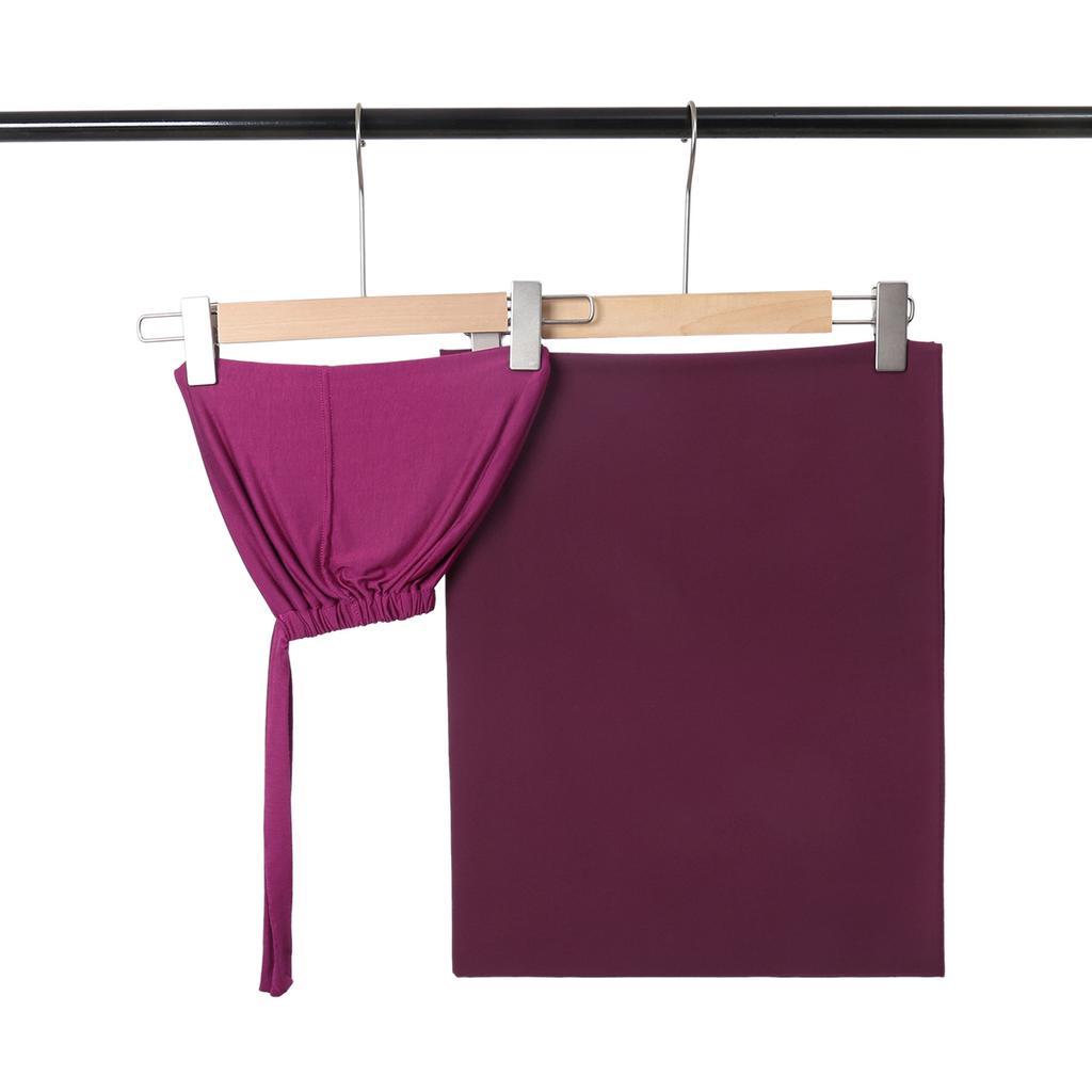 2Pcs Chiffon Hijab With Matching Undercap Set Women Plain Shawl Jersey Inner Modal Caps Muslim Headband Two-Piece Scarf Set