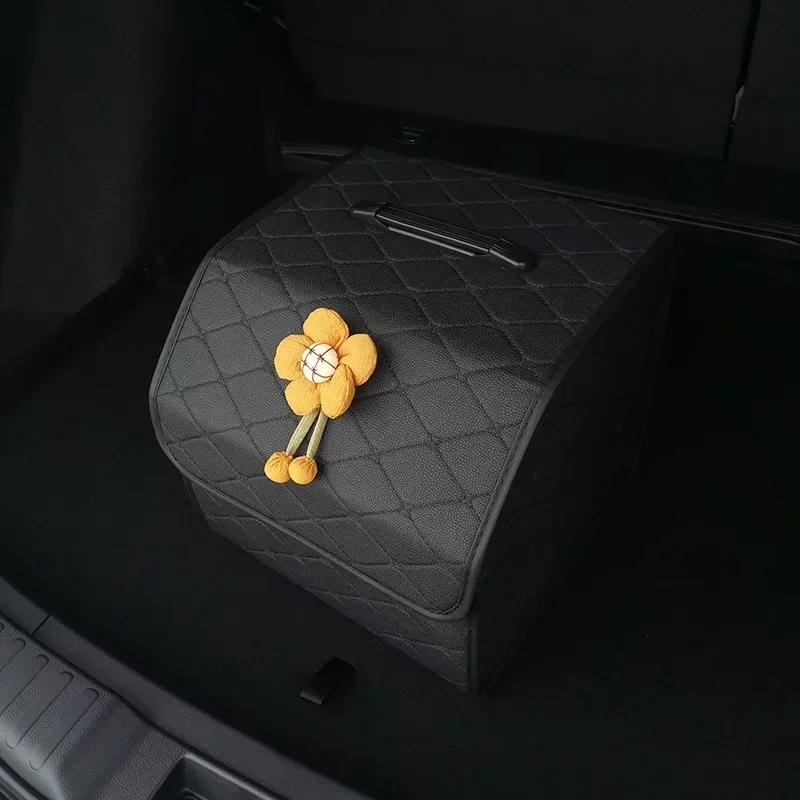New Folding Emergency Leather Storage Box Car Trunk Storage Box Large Capacity Car Multi-purpose Tool Sorting And Storage Bag