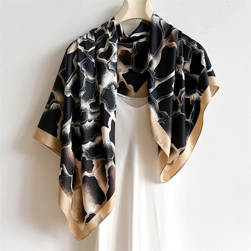 2025 90*90cm Printed Square Scarf Thin Breathable Sunscreen Shawl Casual Outdoor Windproof Head Wrap for Women Ribbon Headband
