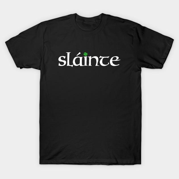 Men Black Print T-shirt Slainte No-Cut Transfer Paper Print Cotton Tshirt 4XL чёрный