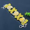 Natural Ammonite Fossil, Citrine Gemstone 925 Sterling Silver Bracelet 8" o1K01