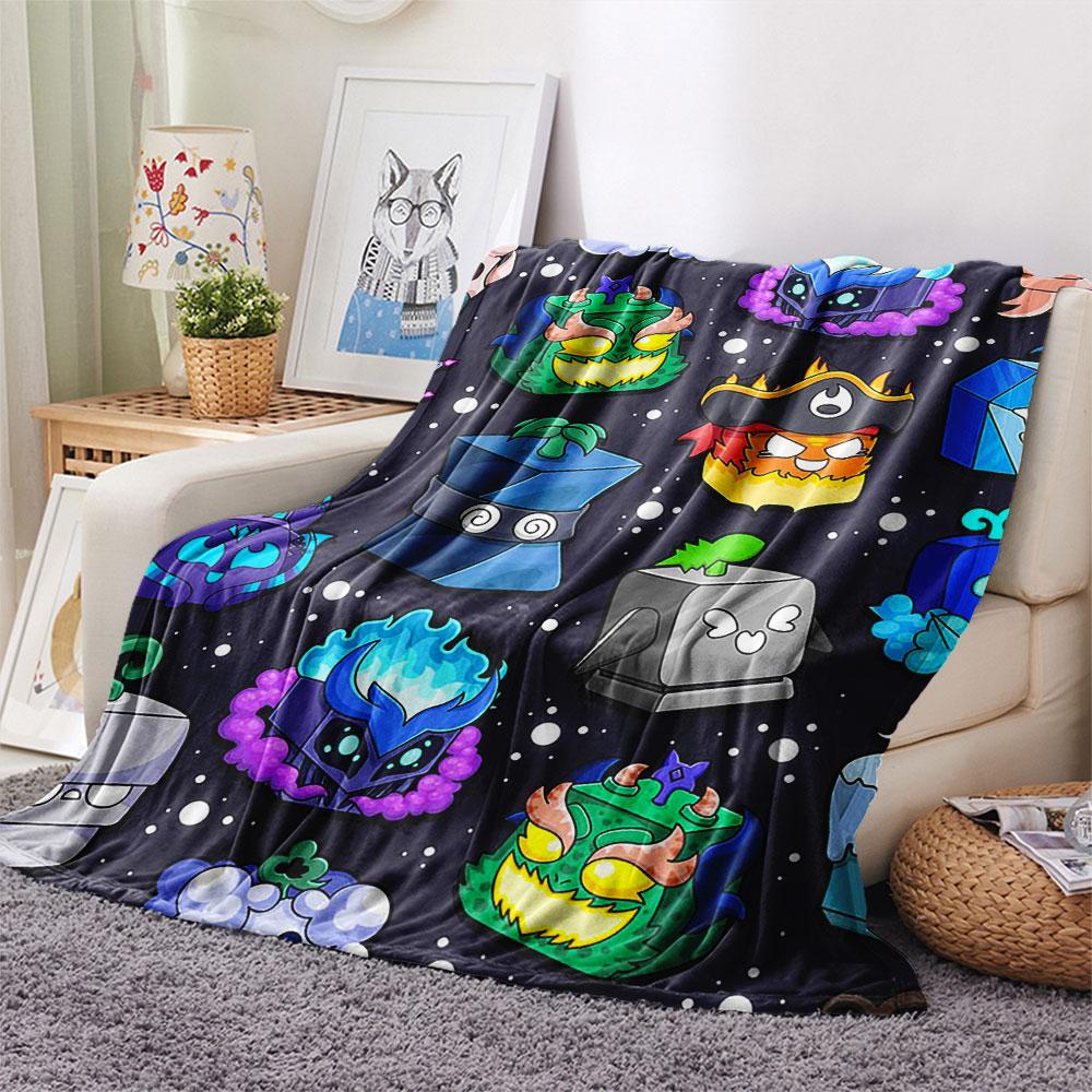 1PC Blox Fruits Patterned Flannel Blanket Suitable For All Seasons for Home Decor Warmth and Comfort Gifts Holiday Present