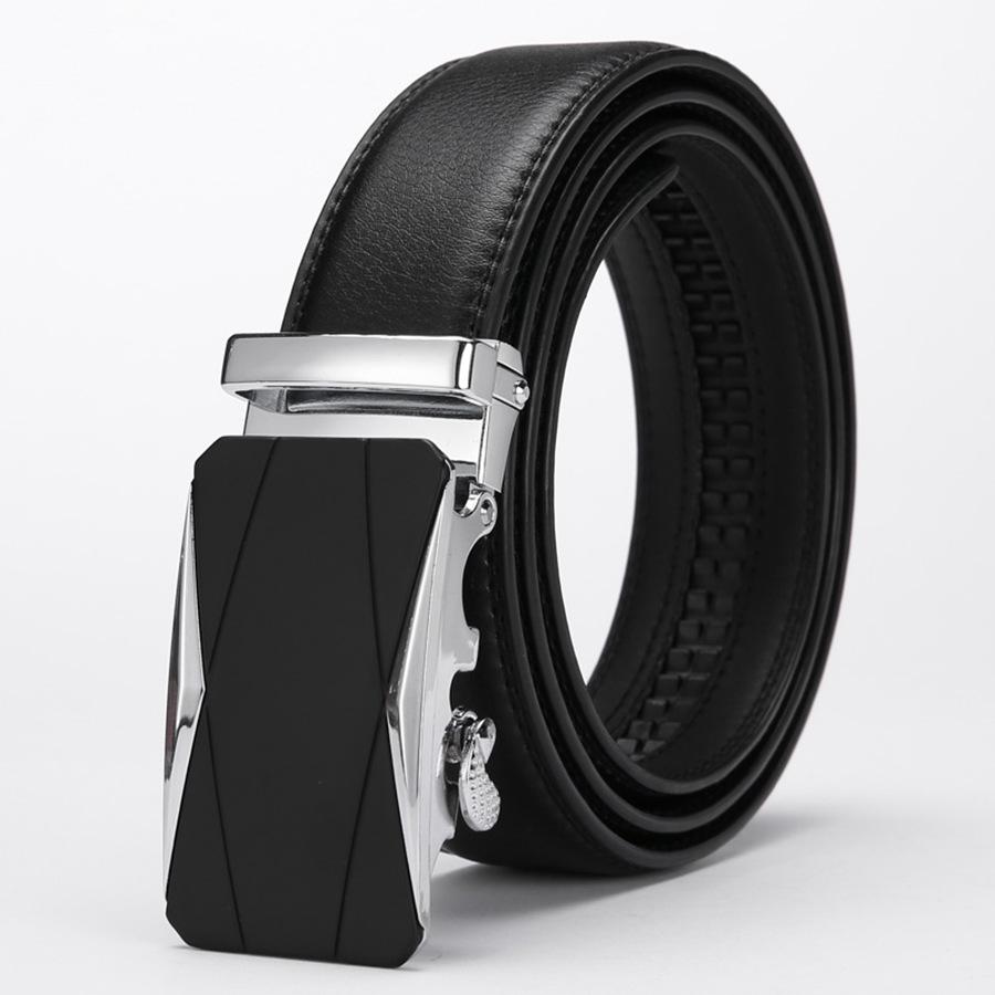 Men s High-End Genuine Leather Automatic Buckle Belt - Business Casual Cowhide Waistband 120 cm