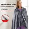 USB Heated Shawl Wearable Heated Poncho Throw 3 Heating Level Portable Poncho Wrap Soft Heated Throw Blanket for Home Office