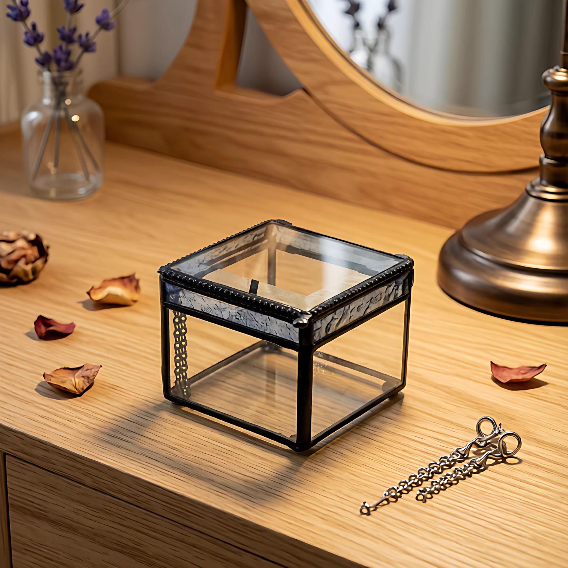 Jewelry Accessories Rings Earrings Girlfriend Glass Storage Box 8x8x7 cm