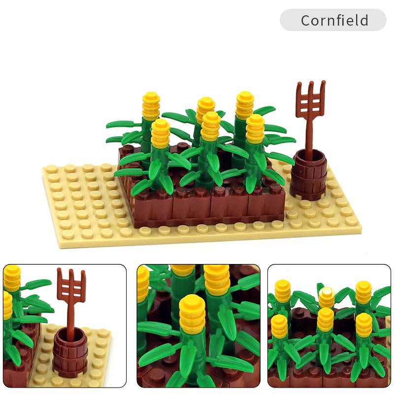 Moc Farm Animals Trees Plants Construction Blocks Toy Sets Henhouse Blocks Toy Sets For Kids Gifts With Vegetables Fruits Blocks Parts