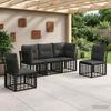 Outdoor Sofa Set Black Polyester