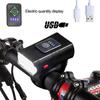 2*T6 USB Wiederaufladbares Aluminium Fahrradvorderlicht mit Leistungsanzeige für Nachtfahrten