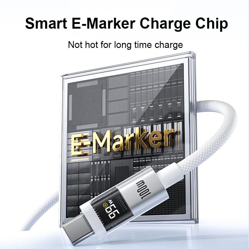 Digitální displej 100W Super nabíjecí kabel Typ-C na Typ-C PD 30W Rychlé nabíjení USB na Typ-C C-C Pro iphone 15 16 Xiaomi Huawei