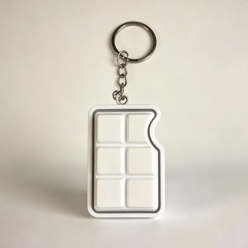 Chocolate Shaped Fidget Slider Keychain Cute Colorful Stress Relief Toy Smooth Surface for Kids School Bag Pendant Gifts