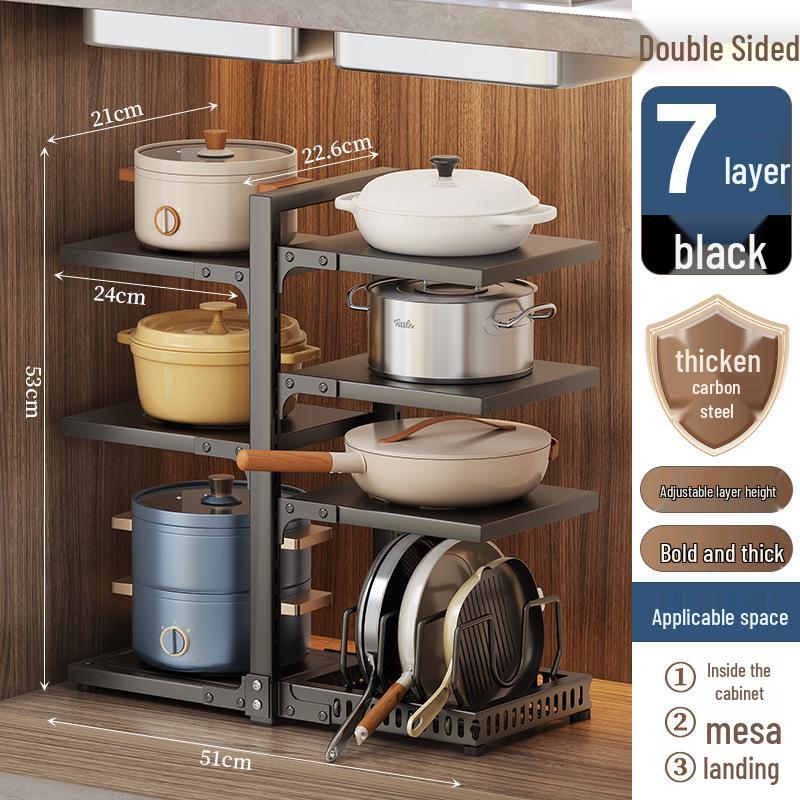 Multi-Layer Kitchen Pot Rack: Floor-Standing, Under-Sink Cookware & Storage Solution