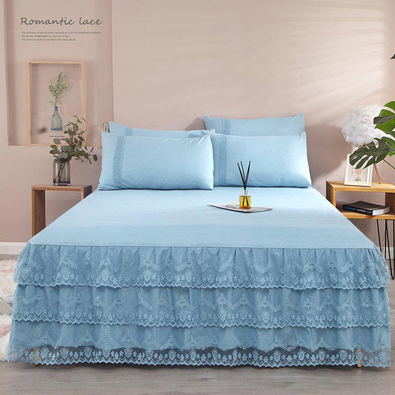 Korean Princess Style Lace Bed Skirt & Sheet 3-Piece Set
