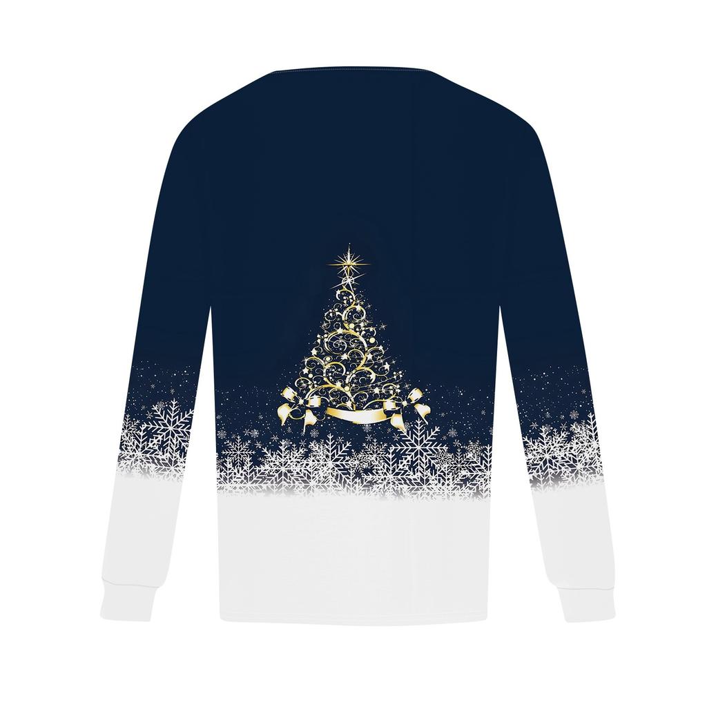 Košile s dlouhým rukávem pro ženy topy Oblečené vánoční potisk Ležérní halenky Skládaný tunika s nabíraným výstřihem