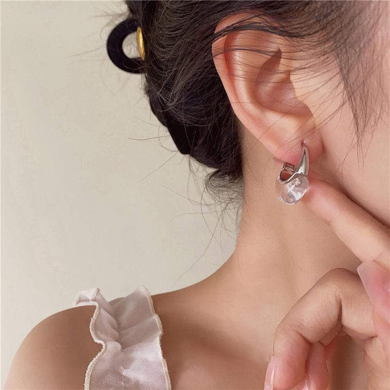 New Trendy Water Drop Stud Earrings For Women Fashion Copper Plated Golden Jewelry Transparent Accessories For Party