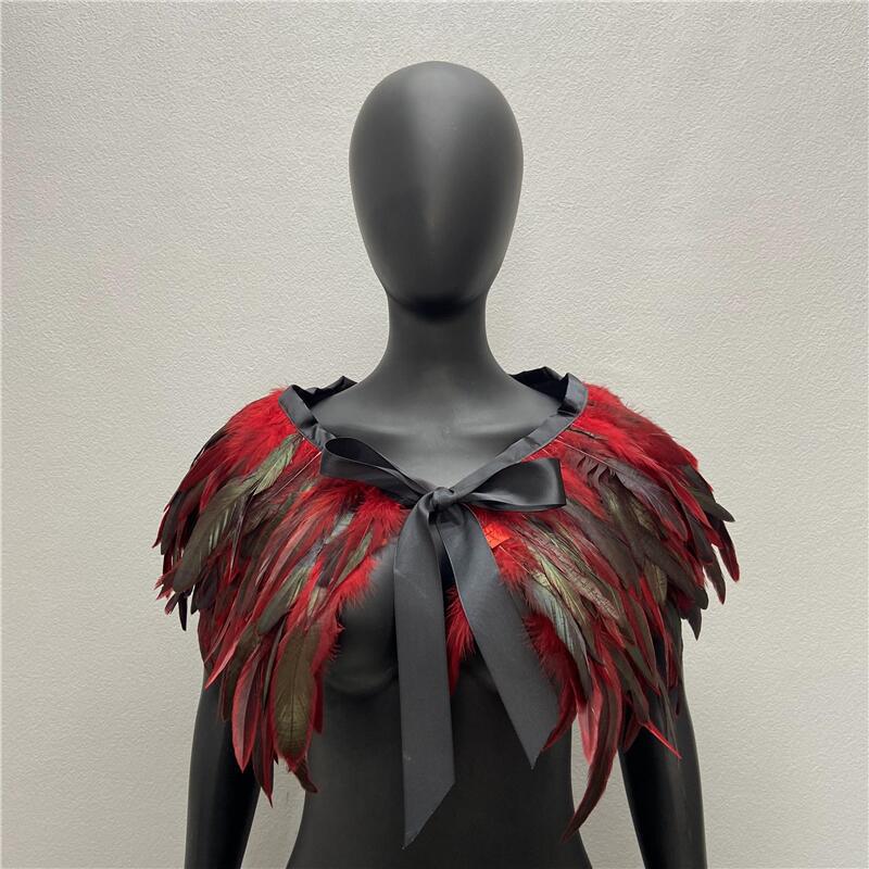 Gothic Feather Shawl Scarf - Rooster & Chicken Feather Cape Cloak Jewelry Accessories