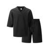 Men's New Casual Color Versatile V-neck Short-sleeve And Shorts Set