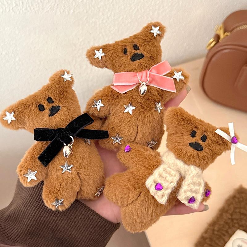 Cute Little Bear Plush Hairpin Cartoon Stuffed Doll Hair Clip Sweet Side Bang Clips Girly Autumn And Winter Hair Accessories