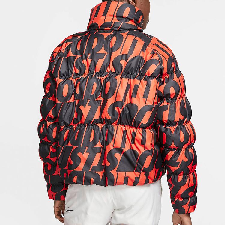 Nike Nsw Synthetic-Fill Printed Casual Sports Stand Collar Letter Full Print Cotton Jacket Winter Women Jacket Orange CI5024-891