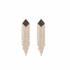 Silver Needle Rhinestone Geometric Tassel Earrings - Elegant High-End Ear Studs