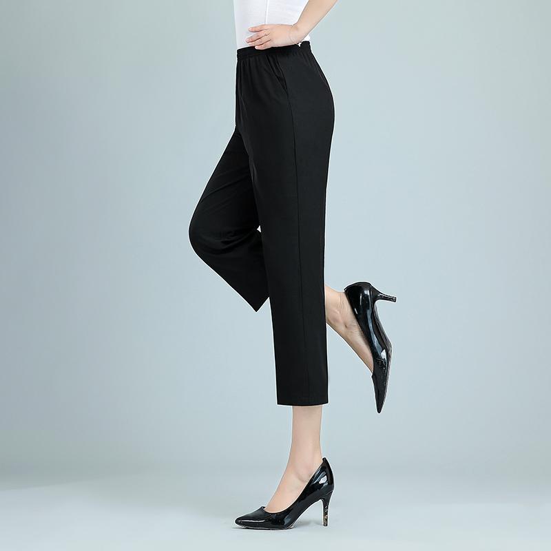 Women's Summer Thin Straight Pants Solid Color Black Trousers Summer High Waist Pants