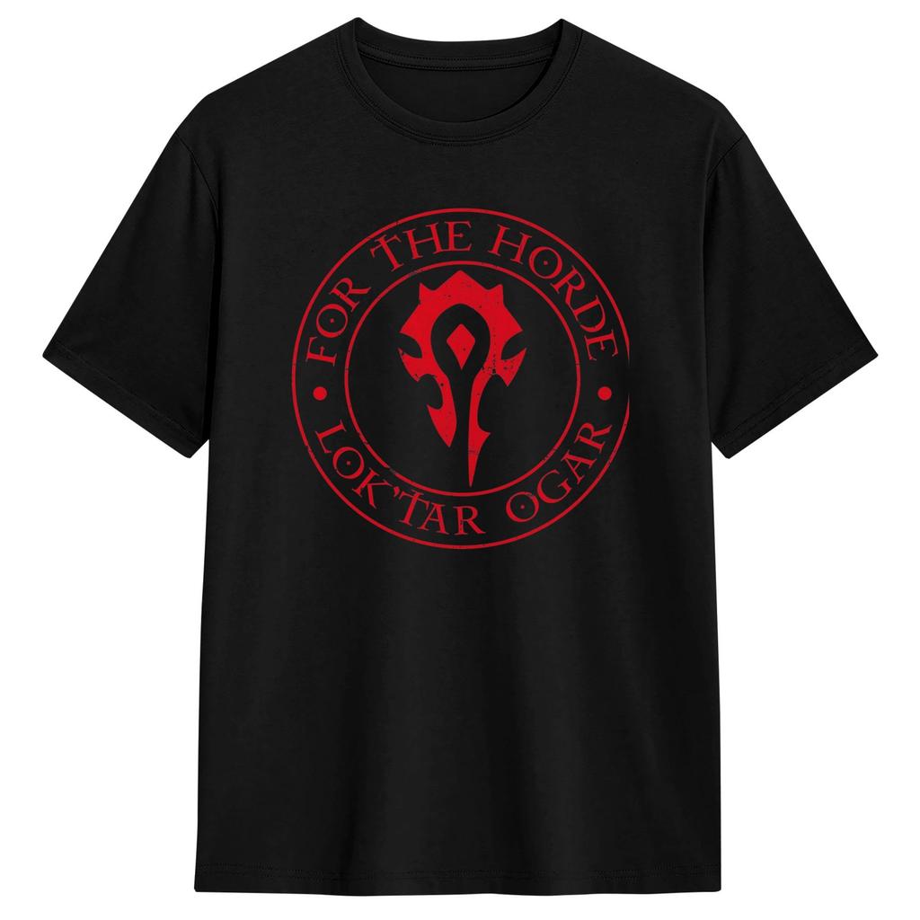For The Horde Orcs Cotton TShirt For Men Summer Y2K Retro T Shirts O Neck Hipster Tees Big Size Loose Tops