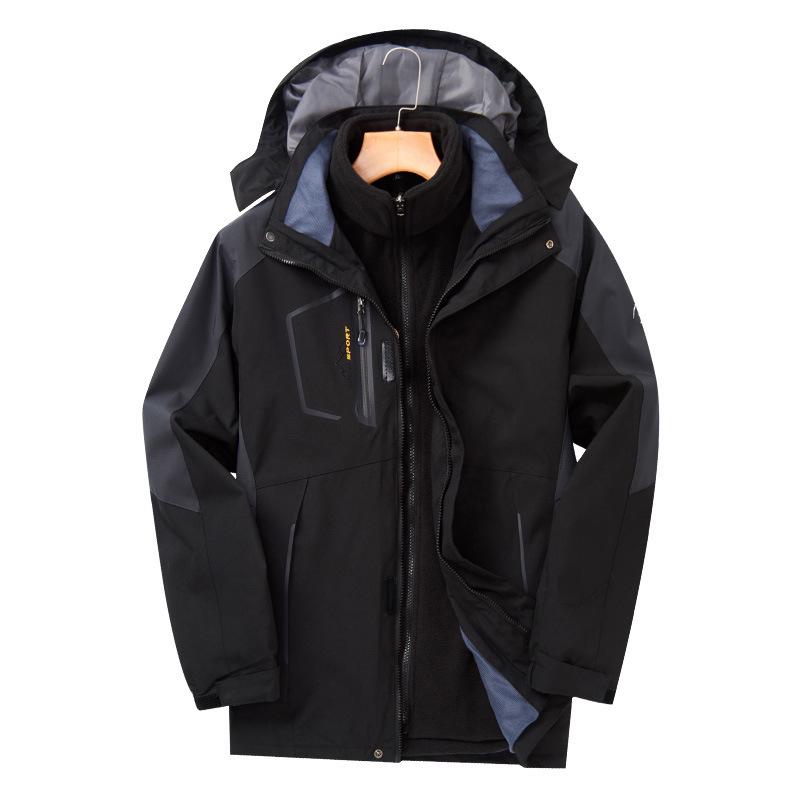 Outdoor Windproof 3-in-1 Detachable Mountaineering Suit with Two-Piece Fleece Liner