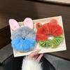 Cartoon Fox & Rabbit Ear Plush Hair Tie - Elastic Autumn Winter Accessory for Women