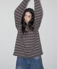 SOME PLACE Striped Multi-Stripe Oversized Long Sleeve Collared T-Shirt _2 Colors