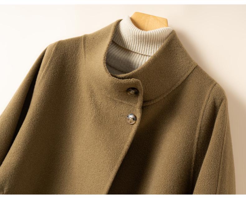 2025 A/W Stand Collar Double-Sided Cashmere Short Wool Coat - Women's Loose Korean Style, Elegant