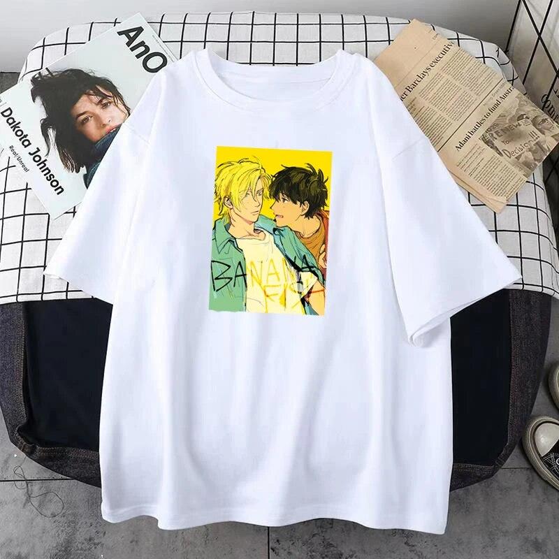 BL Japonské Anime Banánové Ryby Dámské Tričko Kreslený Chlapecká láska Unisexga Topy Unisex Ležérní Móda Streetwear Unisex Pár Oblečení
