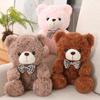 Cute Teddy Bear Plush Toy With Checkered Bow Decoration For Kids Gift Birthday