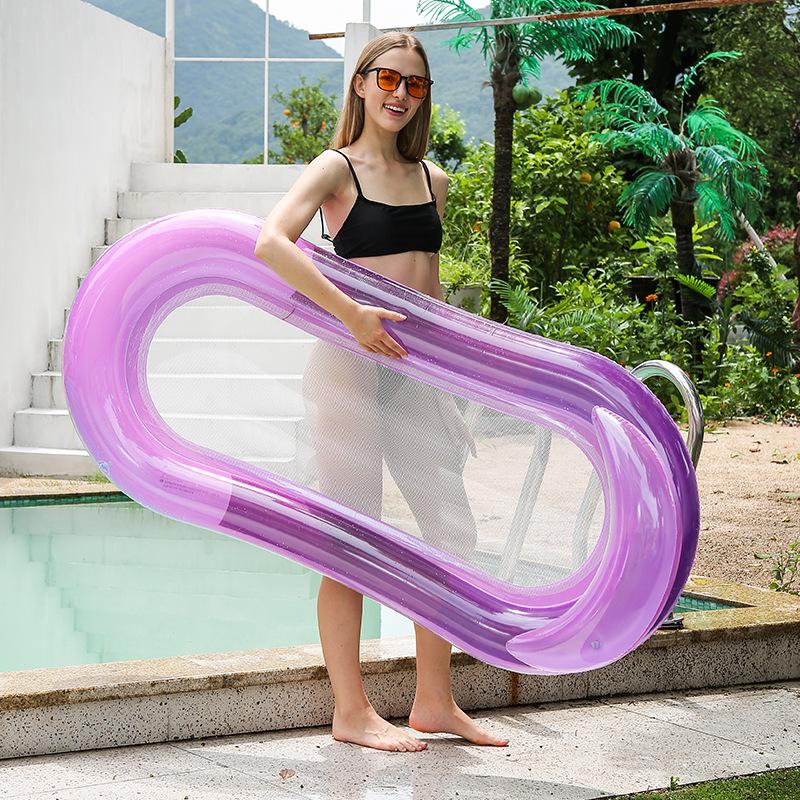 Gradient Inflatable Lounge Chair: Foldable Water Float with Double-sided Backrest