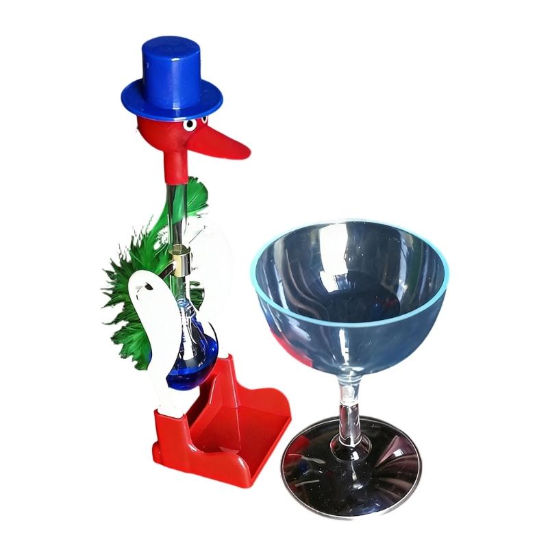 

Creative None-Stop Liquid Drinking Glass Lucky Bird Duck Bobbing Noddling Bird Liquid Drinking Magics Prank Toy Kid Toy синій
