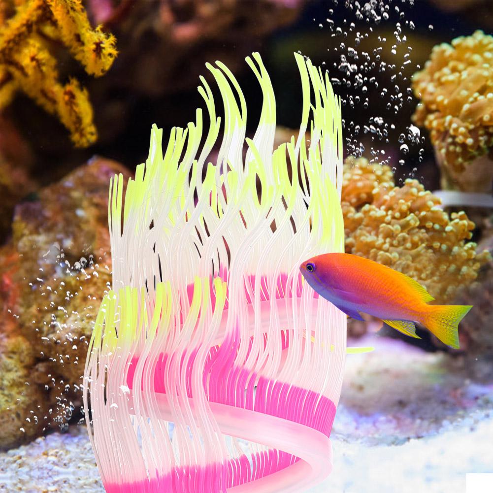 Aquarium Fish Artificial Silicone Coral Sea Anemone Water Plant Landscape Ornament Decoration Accessory