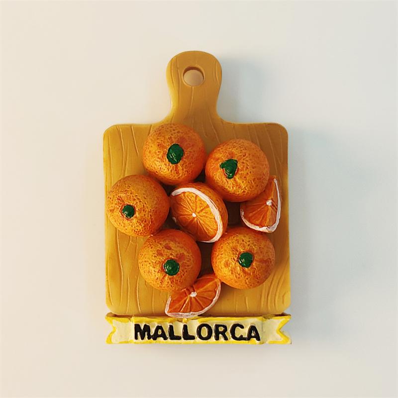 

Spain Mallorca Island Orange 3D Stereoscopic Tourism souvenirs Resin painting decoration home refrigerator magnets
