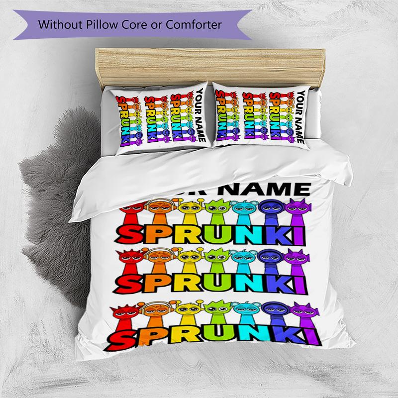 3pcs SPRUNKI5 Cover Set - Personalized Name, HD Printed Bedding with 1 Cover and 2 Pillowcases - Perfect for Home Decor, Easy Care