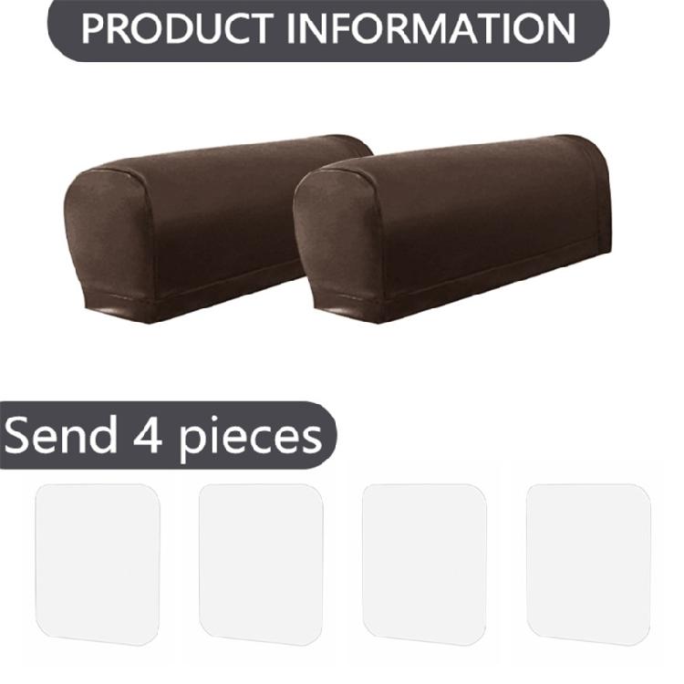 Arm Protector Covers 4 Adhesive Grip Set Fashionable Black PU Waterproofie Sofa Armrest Sleeve For Indoor Furniture Care